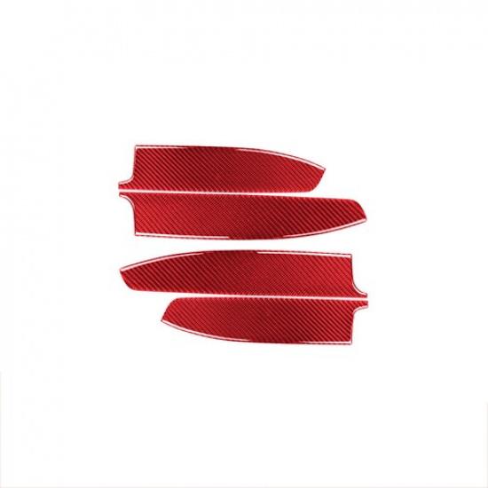 4pcs Red Carbon Fiber Interior Door Armrest Panel Cover For Toyota 4Runner 10-20