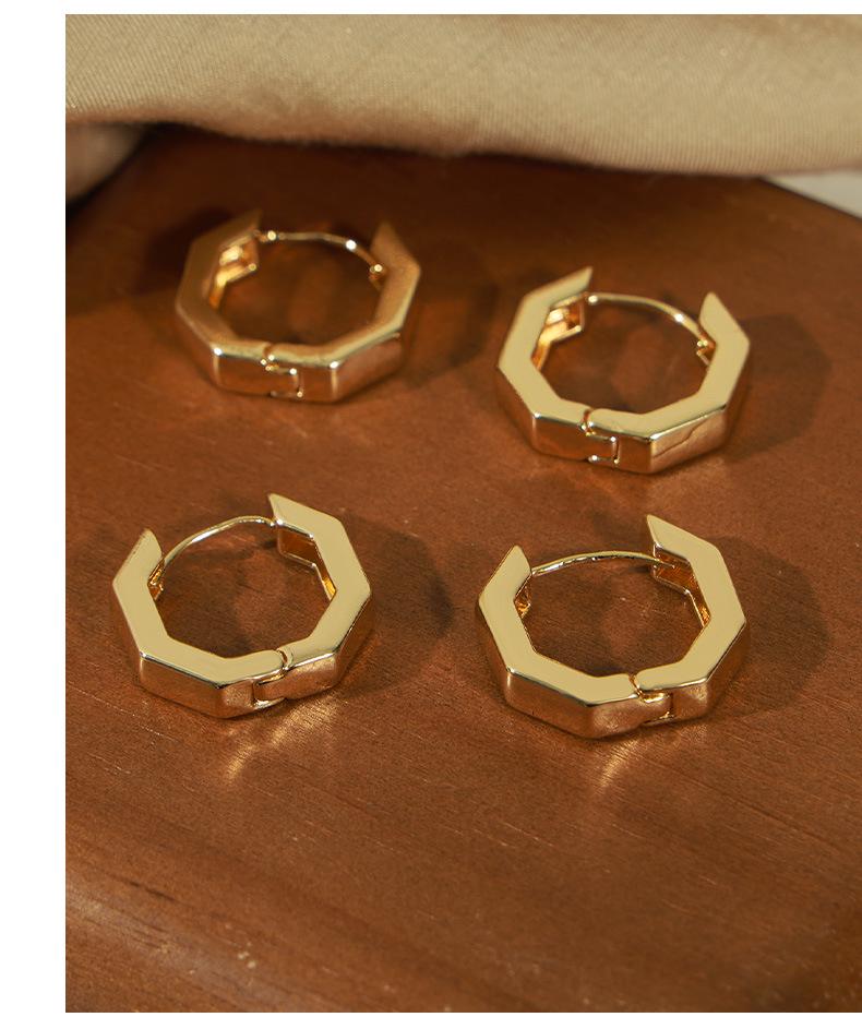 18K Gold Plated Geometric Polygon Earrings - Elegant & Versatile Design