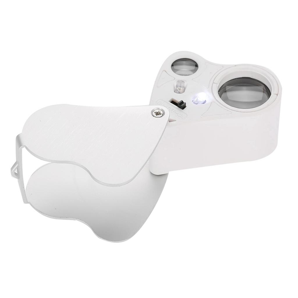 Jewelry Magnifying Glass, Handheld Magnifying Glass with 2 LED Lights for Stamps Inspection, Portable, Lightweight and , 30X 60X