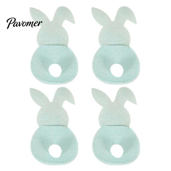 Easter Dinner Table Decor 4 Pcs Bunny Cutlery Holders, Felt Tableware Pouch Bags, Cute Rabbit Utensil Decorative Fork Spoon Sleeve, Spring Knife