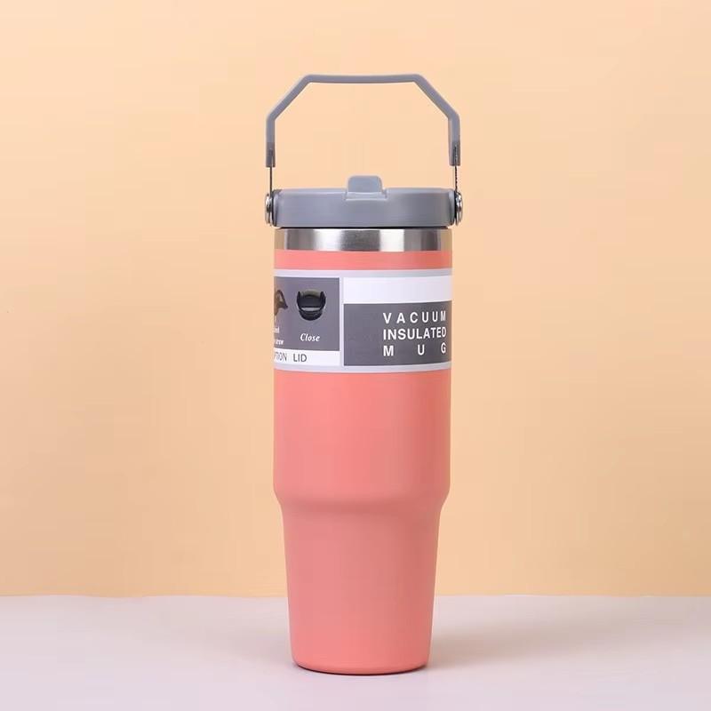 30oz Vacuum-Insulated Stainless Steel Tumbler with BPA-Free Tritan Cover for Temperature Control