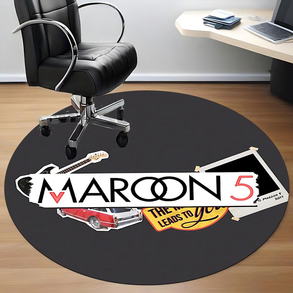 1PC Maroon 5 Office Round Rug - Perfect for Office or Study Decor, Non-Slip Backing, Decorative Floor Mat yy250916059