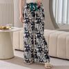 Cotton Silk Family Spring and Autumn Women's Cotton Silk Pajama Pants Wide-leg Pants Thin Artificial Cotton Can Be Worn Outside Casual Home Pants