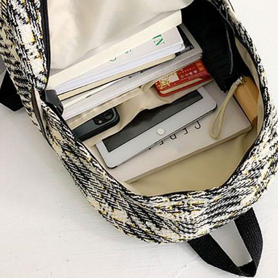 WTEMPO Women's Outdoor Versatile Large Capacity Backpacks Sports Backpacks Lightweight Plaid Printed Zipper Travel Backpacks Preppy Style School Bags