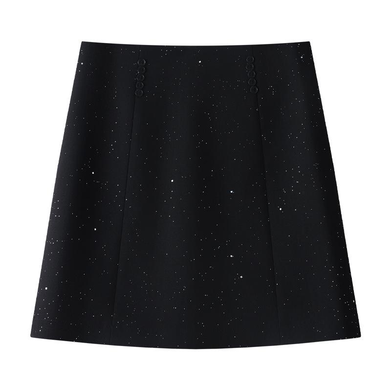 

Женская юбка А-силуэта с высокой талией и серыми пайетками 2024 - Облегающая весенне-осенняя юбка-хипстер L чёрный