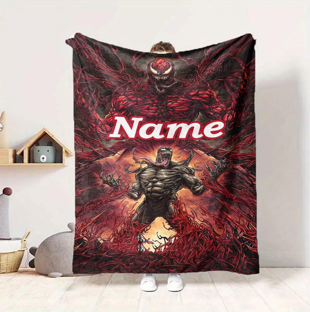 Custom Name Carnage Flannel Blanket Throw Blanket Soft Warm Sofa Bed Decor Unique Gift