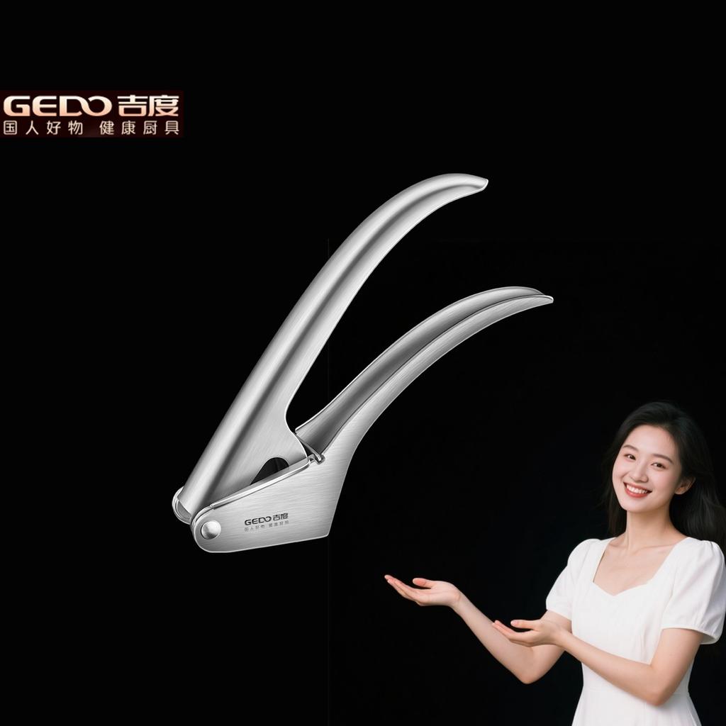 GEDO Ultra High Thcikness Durable Garlic Press Widen Ergonomic Handle Kitchen Ginger Juice Maker Wassabi Crusher for Chef