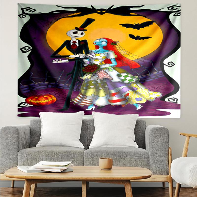 The-Nightmare-Before-Christmas Print Tapestry, Backdrop, Easy Setup, Ideal for Bedroom, Office & Living Room, with Aesthetic Wall Hanging Decor.