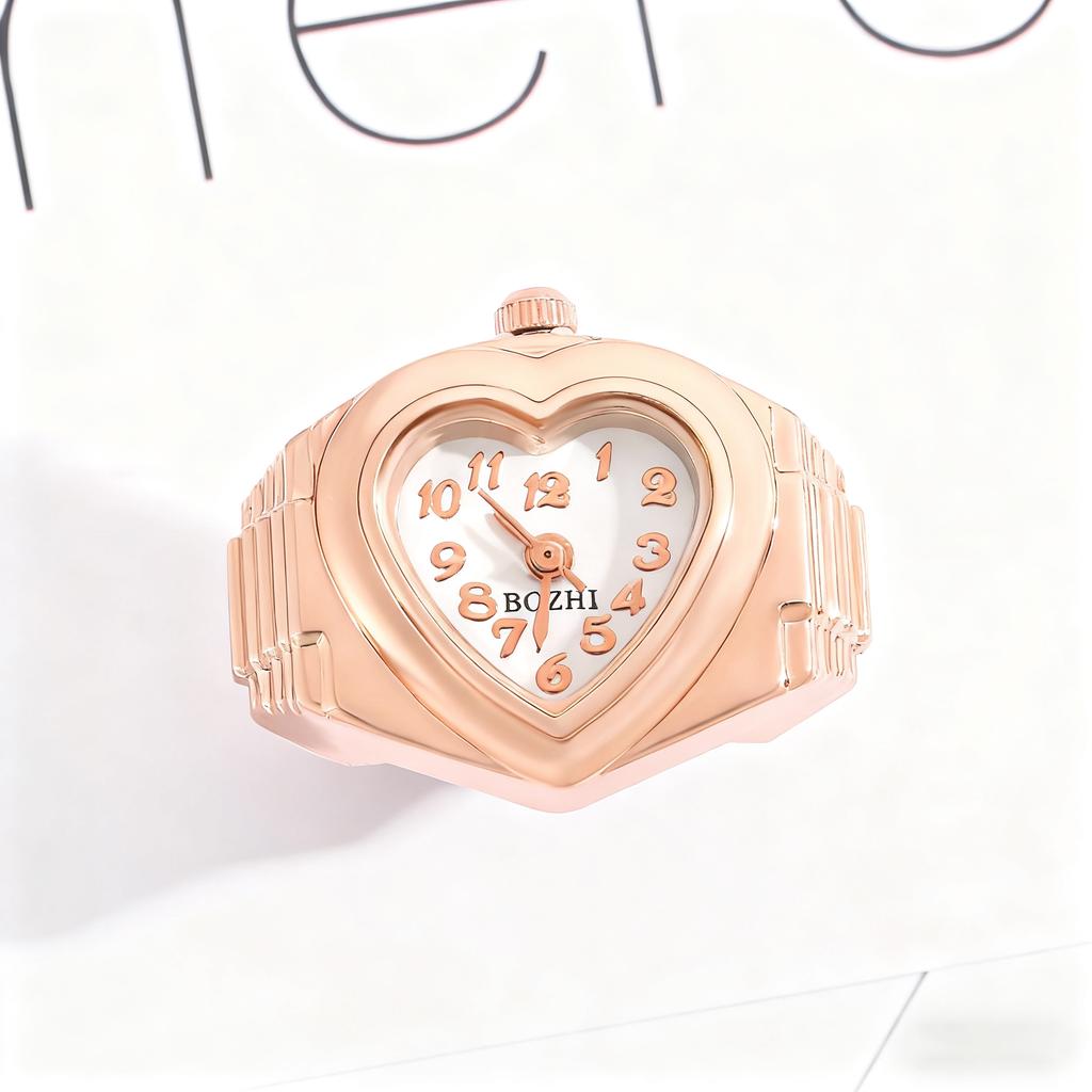 Fashion Retro 18K Gold Plated Stainless Steel Mini Finger Watch with Adjustable Elastic Strap Women's Accessories, Festiv