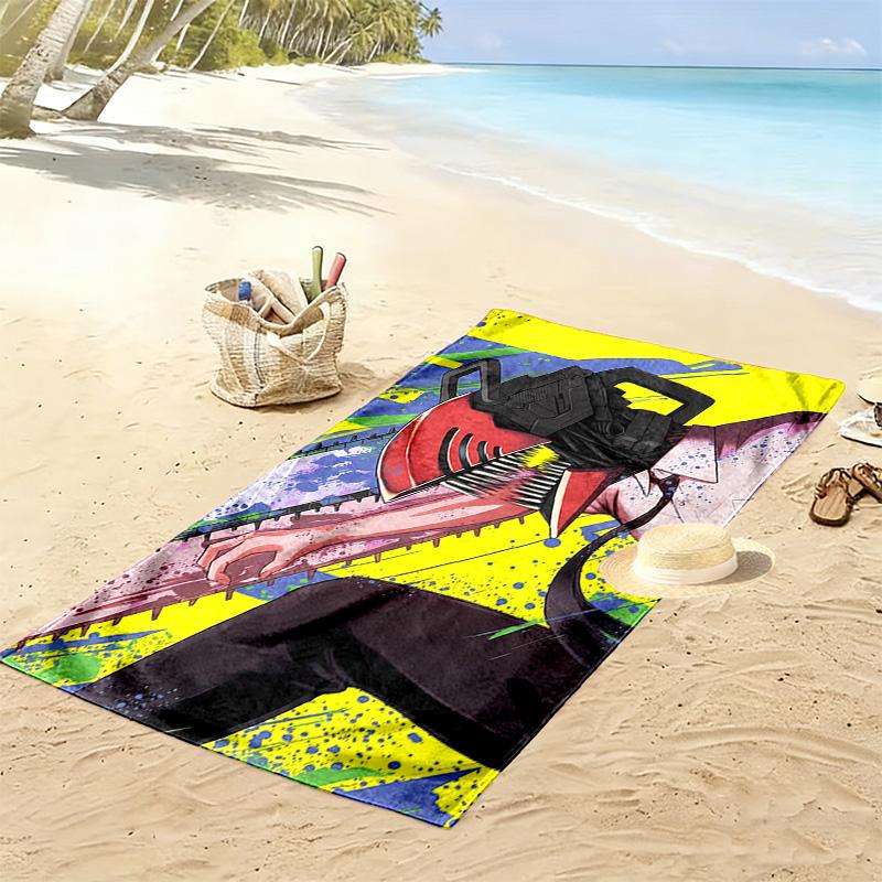 Chainsaw Man Print Beach Towel, Large Soft Quick Dry Towel for Beach Camping Swimming