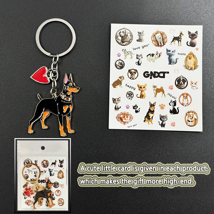 Personalized Doberman Keychain: Fashion Cartoon Alloy Bag Charm Pendant
