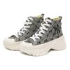 MLB Chunky High Slip Resistant Height Increasing High top Canvas Shoes Unisex Gray Sneakers 3ASHU311N-50GRS