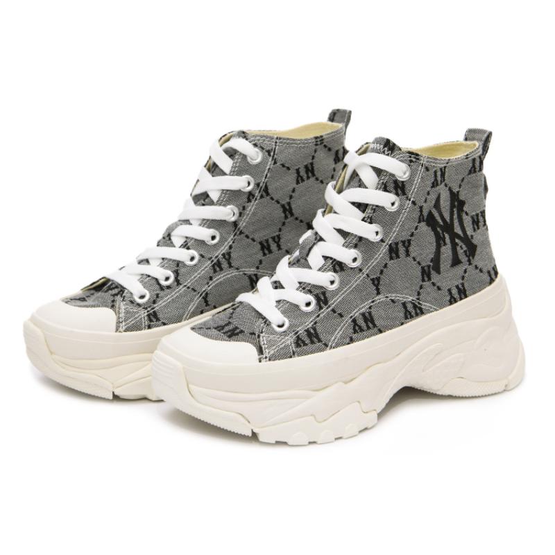 MLB Chunky High Slip Resistant Height Increasing High top Canvas Shoes Unisex Gray Sneakers 3ASHU311N-50GRS