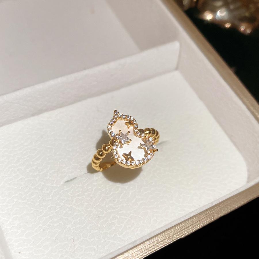 18k Gold Plated Zircon Flower Open Ring - Retro Court Style, Luxury High-End Jewelry