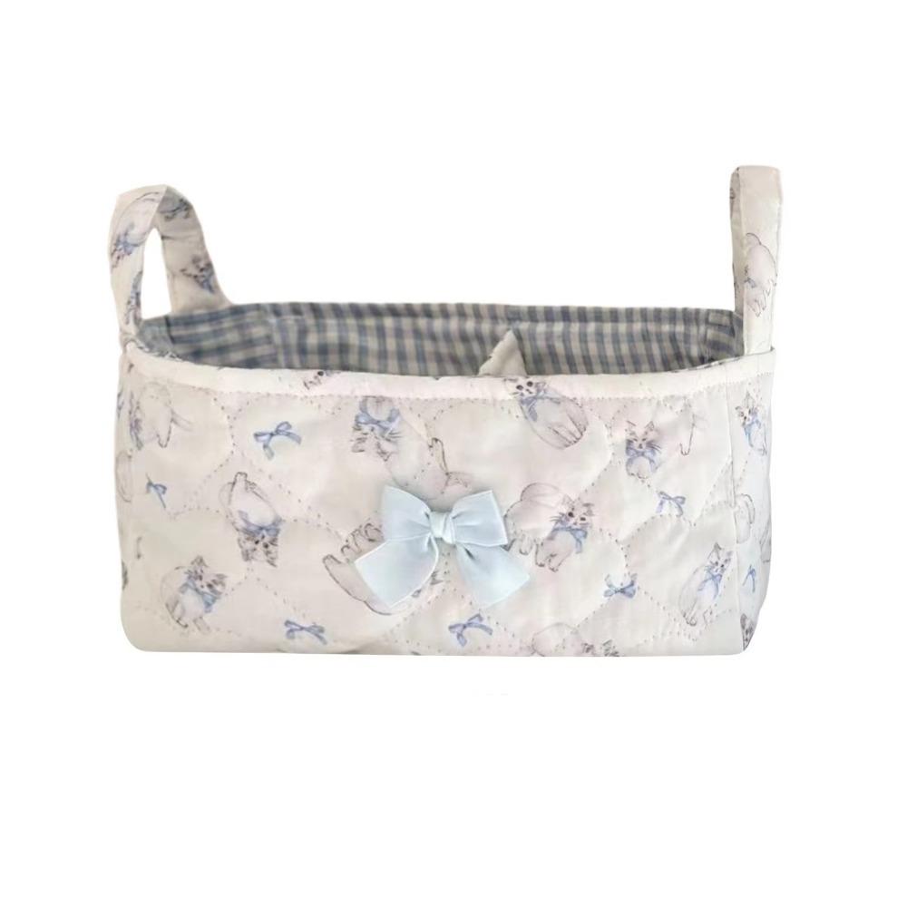 Cotton Small Quilted Storage Basket Square Cosmetic Organizer Home Supplies