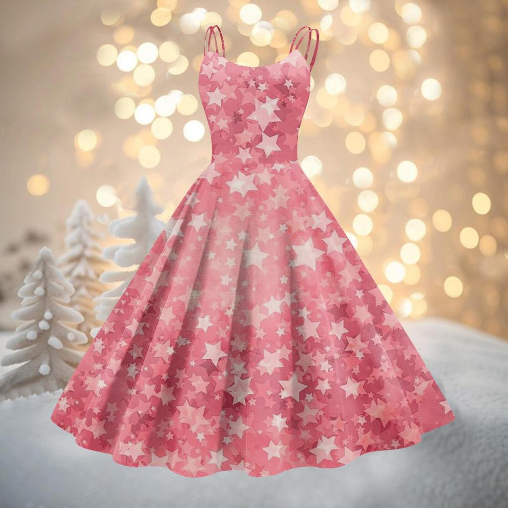 Abito da cocktail sexy senza spalline in stile gotico, punk, vintage, con stampa natalizia, da donna.