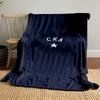 Dark Blue Blanket with SKA Logo and Star Patterned Blanket, Flannel, Suitable for All Seasons, Home Decor, Warm and Cozy