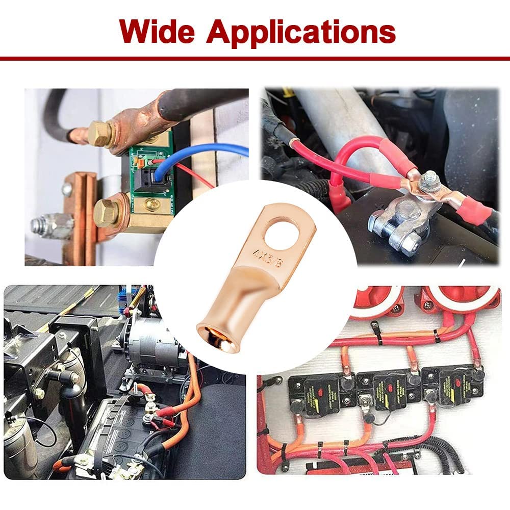 25 Pieces of 5.19 Mm 4 AWG 9.5 Mm 3 8" Battery Cable Tips 5.19 Mm 4 AWG Wire Connectors 5 Battery Cable Terminals