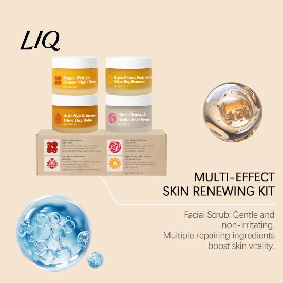 Nachtcreme für das Gesicht 4er-Set Tagesfeuchtigkeitscreme, & Augenpflege für einen aktiven Lebensstil, Feuchtigkeitspflege, Anti-Aging, Täglich mit Reparatur, Hautbarrierepflege