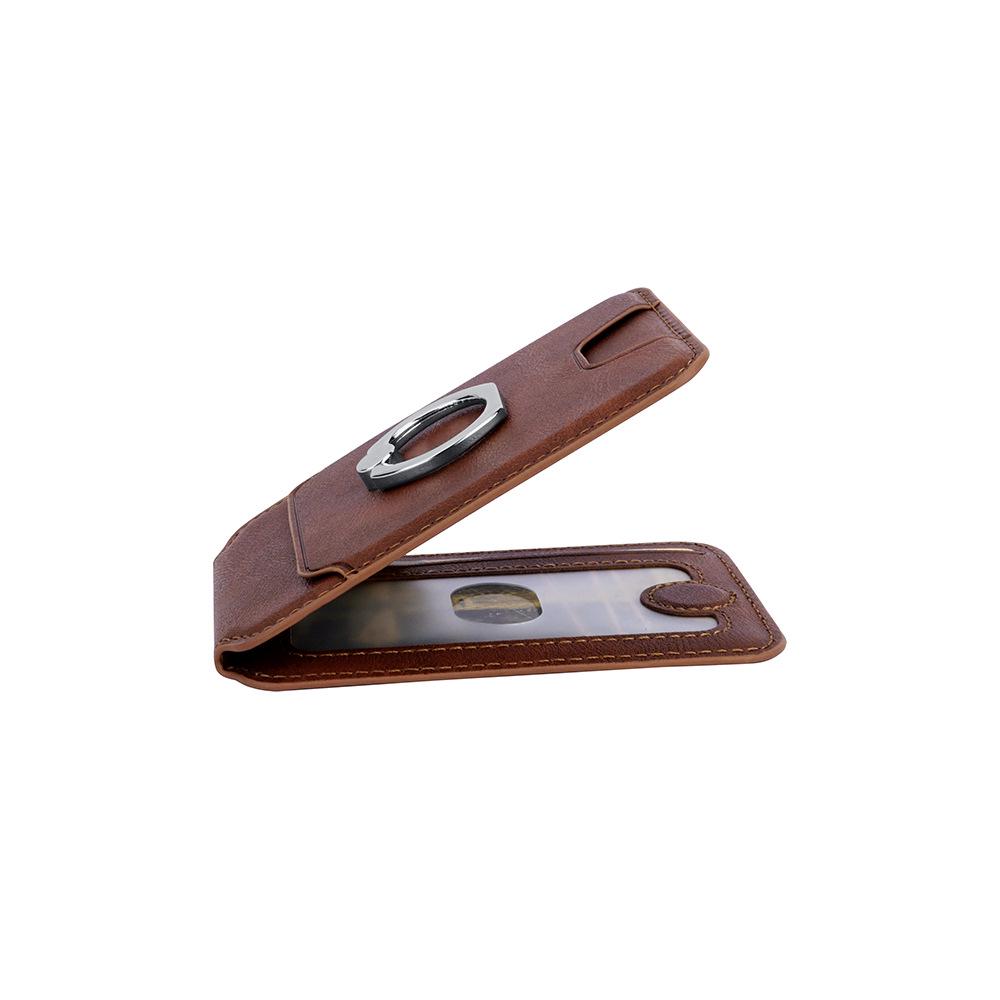 Compatible Apple MagSafe Leather Card Holder and Phone Stand with ID Storage and Finger Ring.
