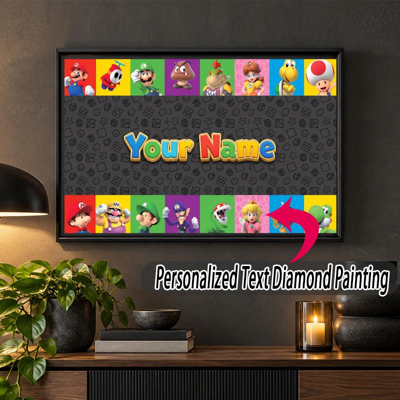 Super Mario Custom Name Text 5D Diamond Painting Kit DIY Full Drill Diamond Art Decoration