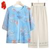 Women's Floral Fake Two-Piece 3/4 Sleeve Top