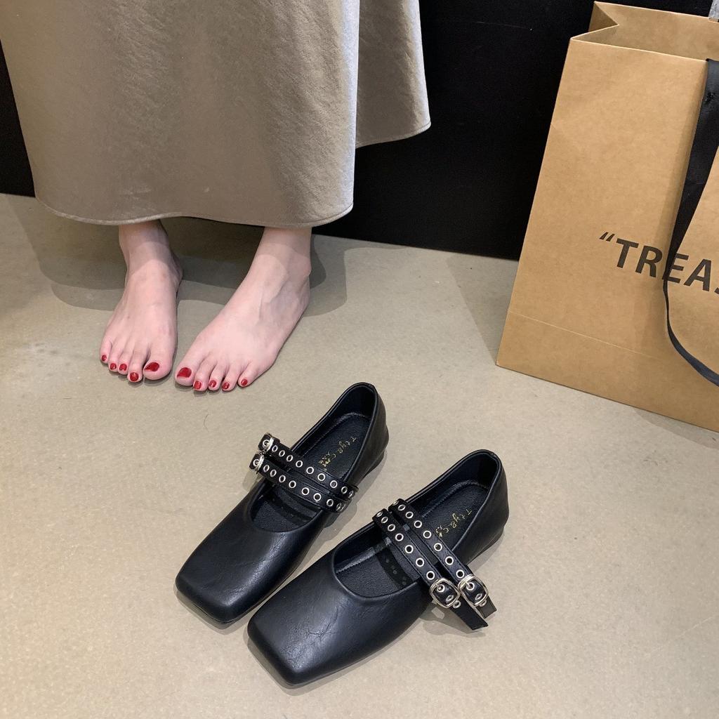 Brown Retro French Mary Jane High Heels 2025 Women's New Temperament One-word with Square Head Soft Sole Light Mouth Single Shoes