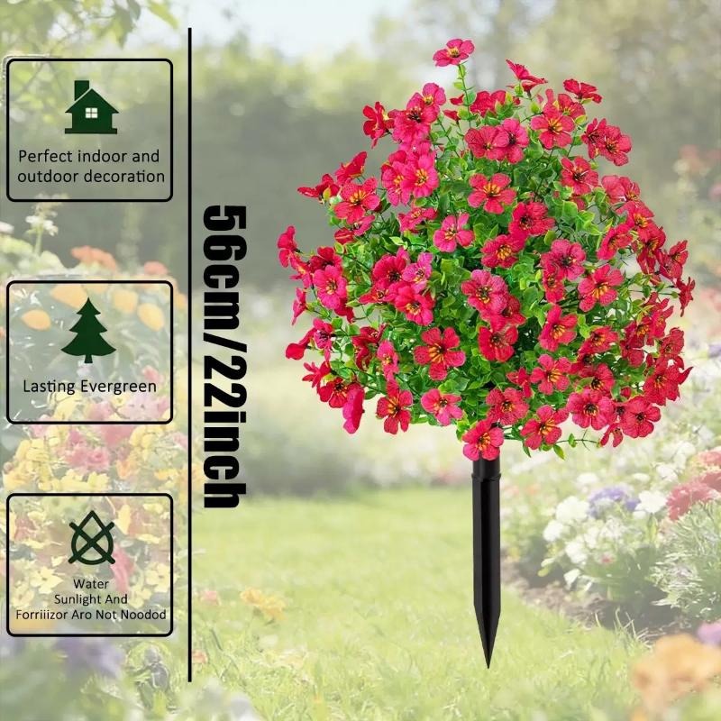 Artificial Flower,Artificial Petunias With Ground Stake, 18" Outdoor Faux Flowers For Garden, Yard, Planter And Porch