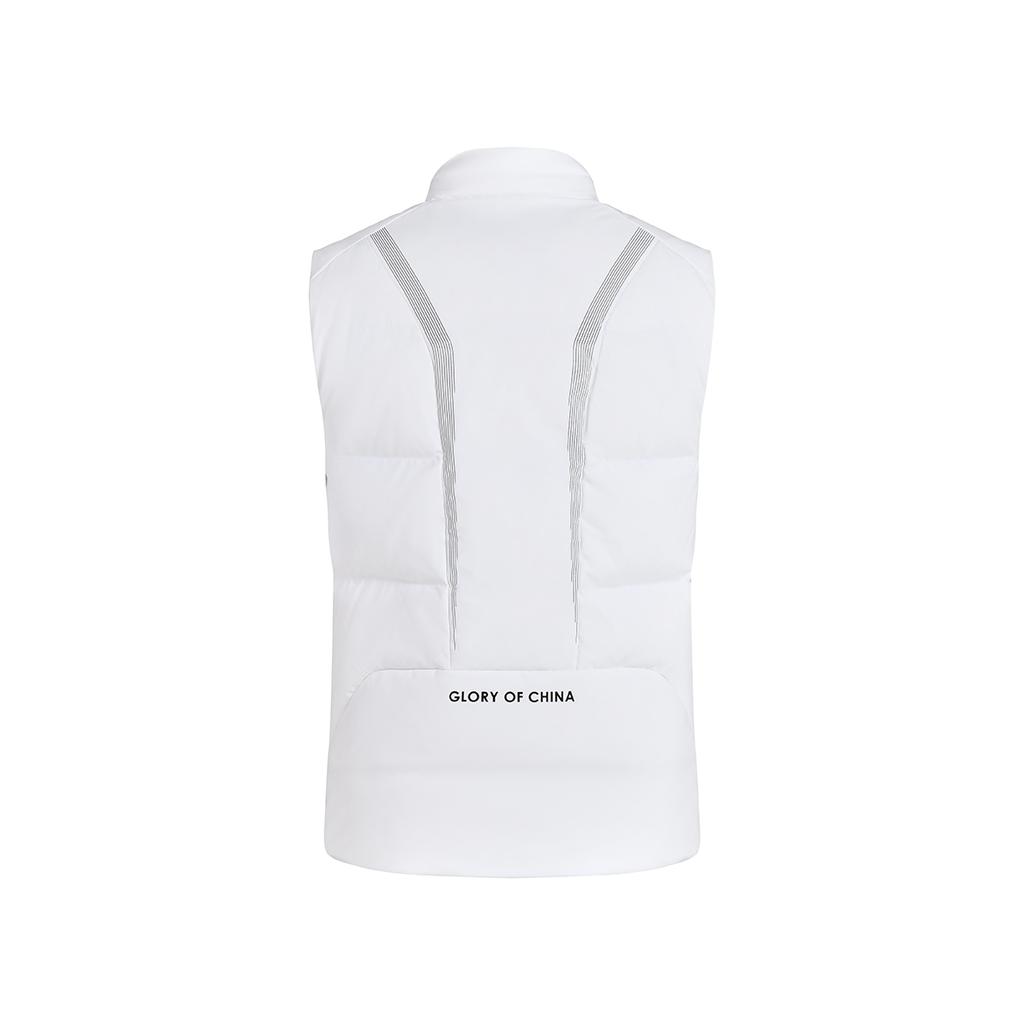 Li Ning National Team Series Stand Collar Zipper Warm Comfortable Down Vest Unisex Vest White AMRU047-2