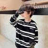Boy's Striped Round Neck Long-Sleeve Top