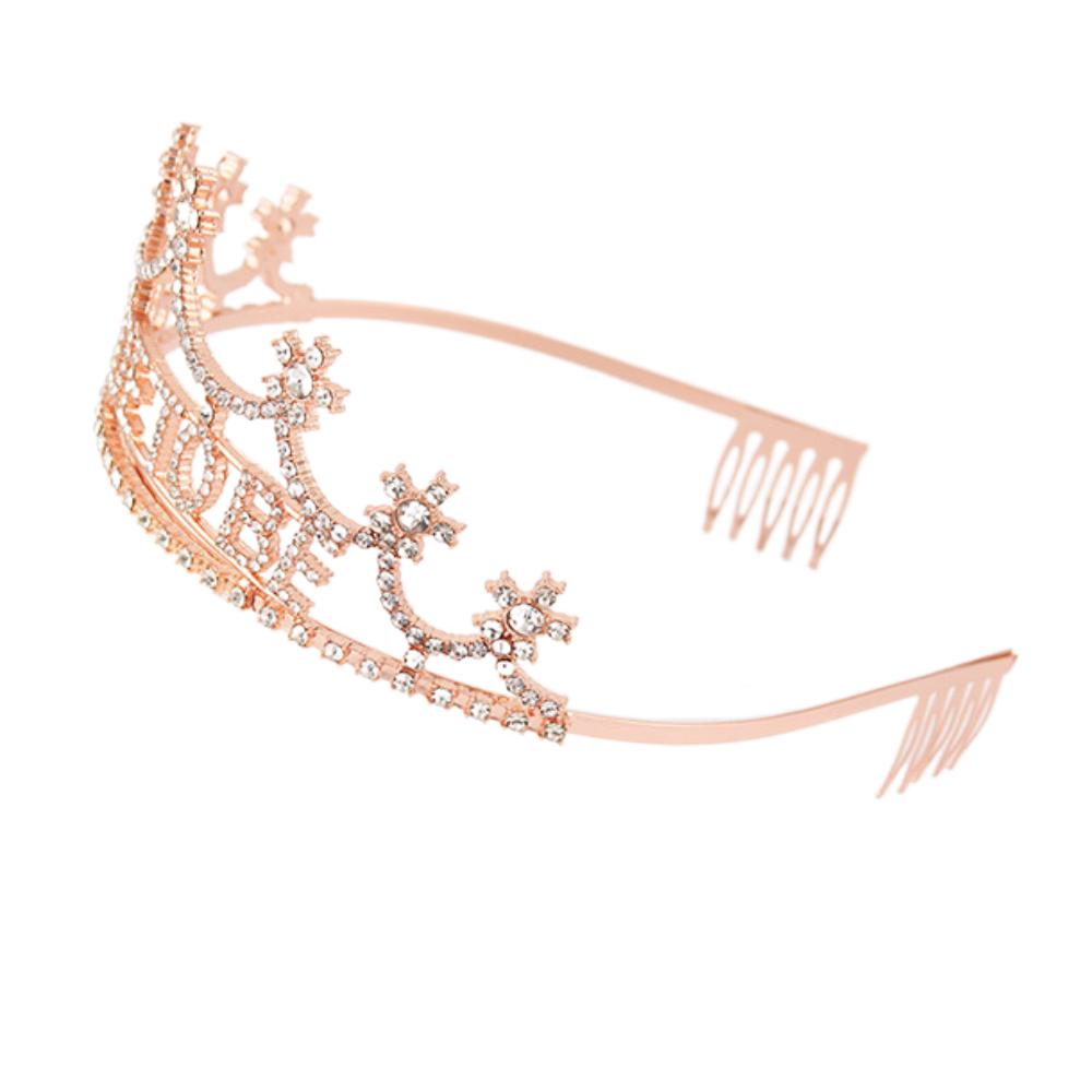 Rhinestone Bridesmaid Tiara Pearl Crown Crystal Hair Hoop Sparkly Bride To Be Headband