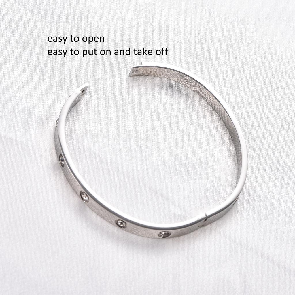 Stainless Steel Zirconia Bangle for Women Openable Eye Heart Cuff Bracelet Wristband Polished Metal Jewelry Accessories Gift