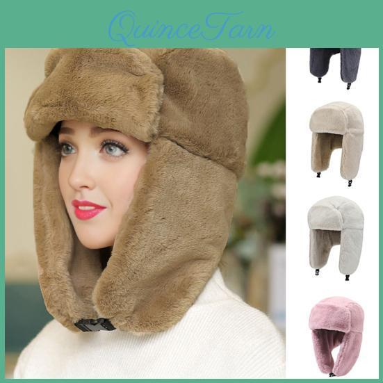Women Thickened Hat Plush Winter Ear Protection Fuzzy Windoroof Adjustable Heat Retention Outdoor Skiing Skating Snowboarding Lei Feng Hat