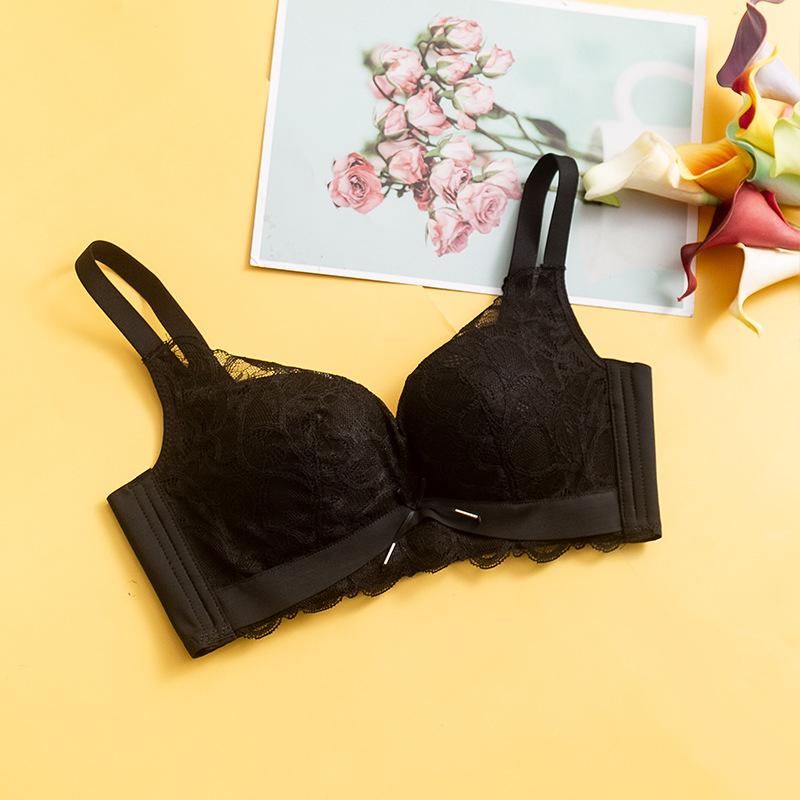 Broken code clearance silk rimless bra, gathering and adjusting mulberry silk underwear, beautiful back lace M чёрный