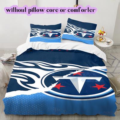 Tennessee Titans Pattern Bedding Quilt Set Quilt Cover Pillowcase Home Decoration Birthday Gift (1 * Duvet Cover + 2 * Pillowcase, Without Core)