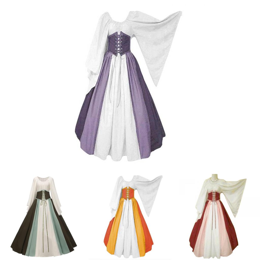 Renaissance Medieval Women's Long Dress Halloween Costume Stage Performance Retro Clothing