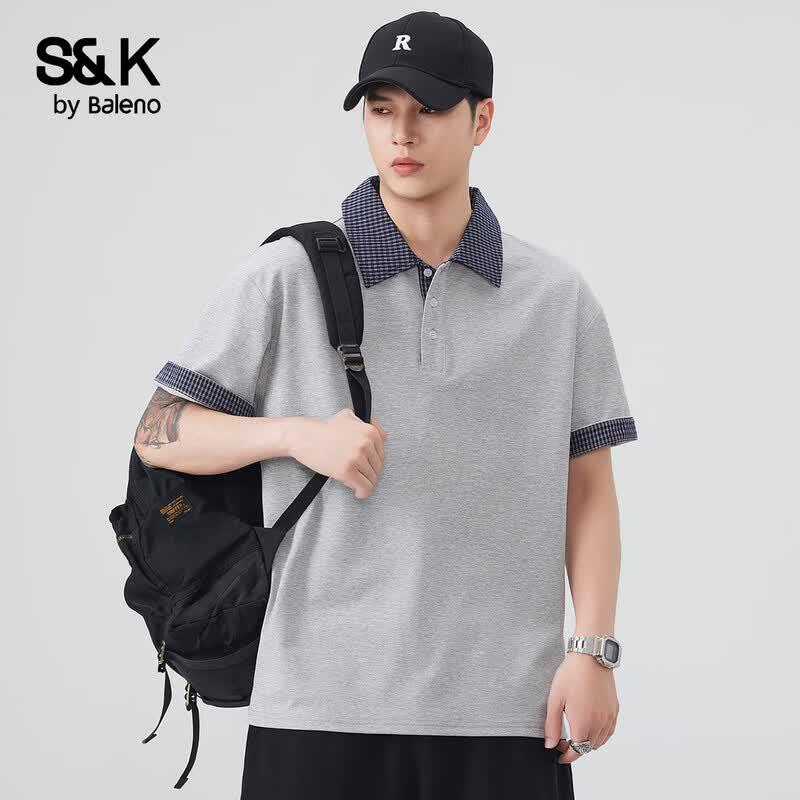 Baleno S&K Men's Color-Block Striped Polo Shirt