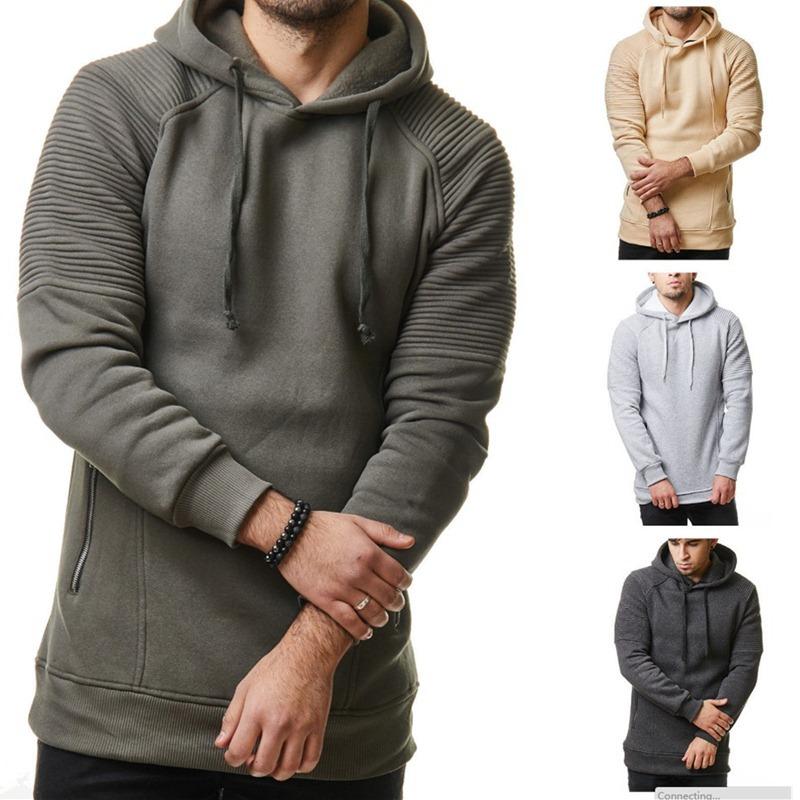 Kaufe Men's Casual Sports Hoodie Striped Pleated Sweater Men Joom