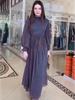 2025 Herbst Damen Einfarbiges Langes Morgenkleid mit Europäischem und Amerikanischem Design