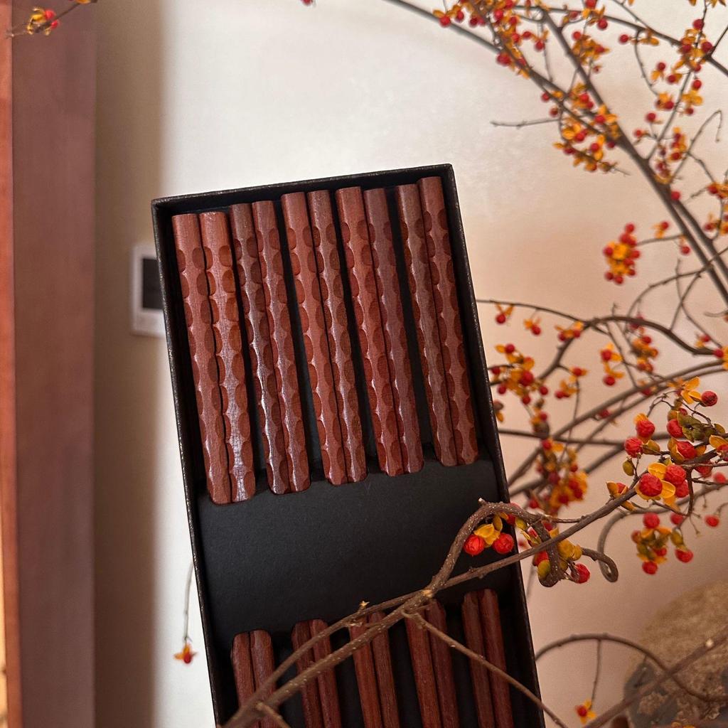 Yuanjin Bambus und Holz Hühnerflügel Rotes Sandelholz Palisander Essstäbchen: Langlebiges Schildpatt-Holz, Hochtemperaturbeständig