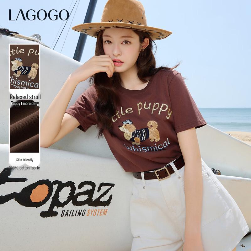 LAGOGO Women s Embroidered Cotton T-Shirt S