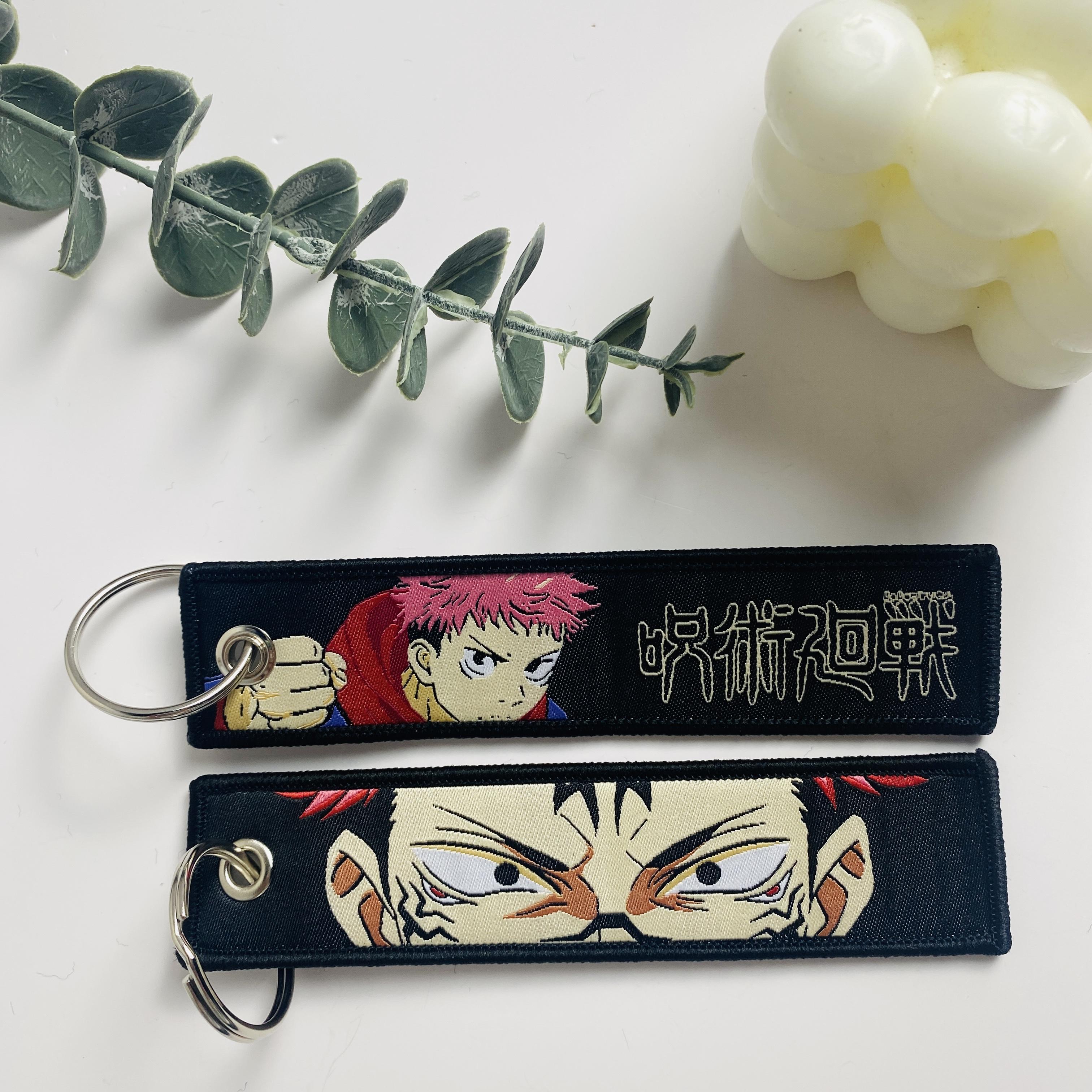 Japanse Anime Borduur Sleutelhanger voor Motoren Sleutelhangers Houder Sleutel Tag Sleutelring Mode Accessoires Chaveiro gray