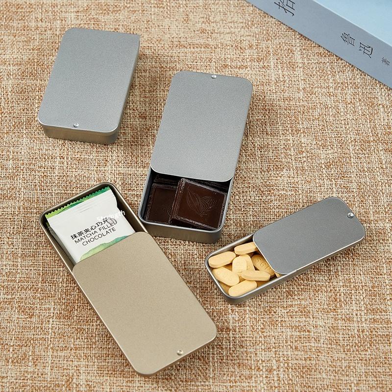 Blech Mini Metallbox Schiebdeckel Aufbewahrungsbox Hochzeit Schmuck Pillendosen Tragbare Blechdosen Behälter Kosmetik-Organizer