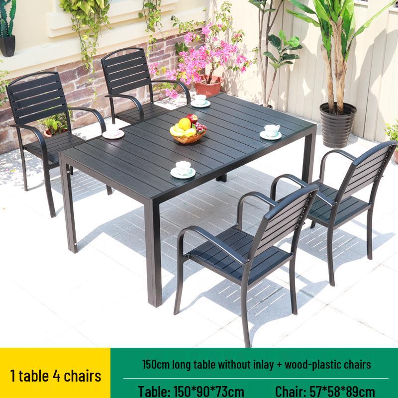 Sun-Resistant Outdoor Wood-Plastic and Metal Tables & Chairs for Leisure or Commercial Use