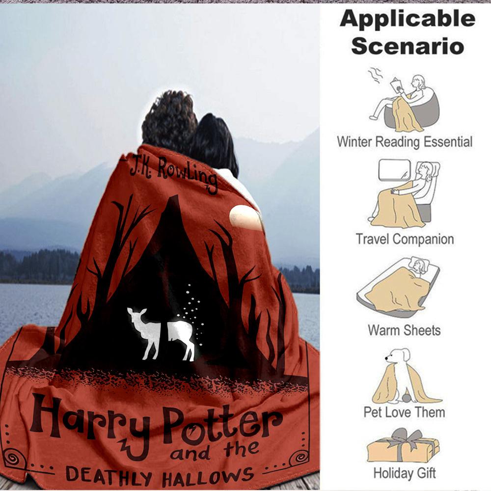1pc Harry Potter Flannel Throw Blanket - HD Printed Lightweight Soft Warm All-Season Blanket for Sofa, Bed, Travel, Camping 038