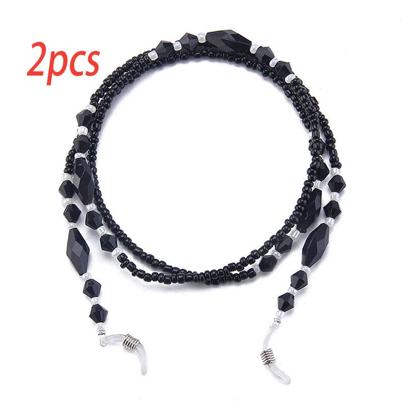 Nowe Damskie Łańcuszki do Okularów Czarne Akrylowe Koraliki Łańcuszki Antypoślizgowy Sznurek do Okularów Okulary do Czytania Sznurek Akcesoria do Okularów