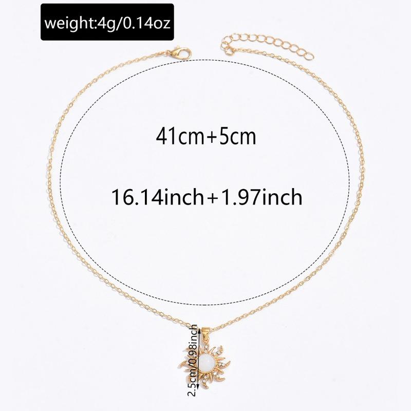 Stylish Simple Sunflower Pendant Necklace Stylish Geometric Rotary Diamond Alloy Clavicle Chain Accessories