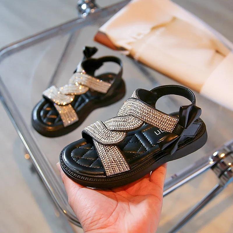 Girls' Sandals  Summer New Fashion Pearl Rhinestone Children‘s Roman Beach Shoes Baby Girls Princess Sandals