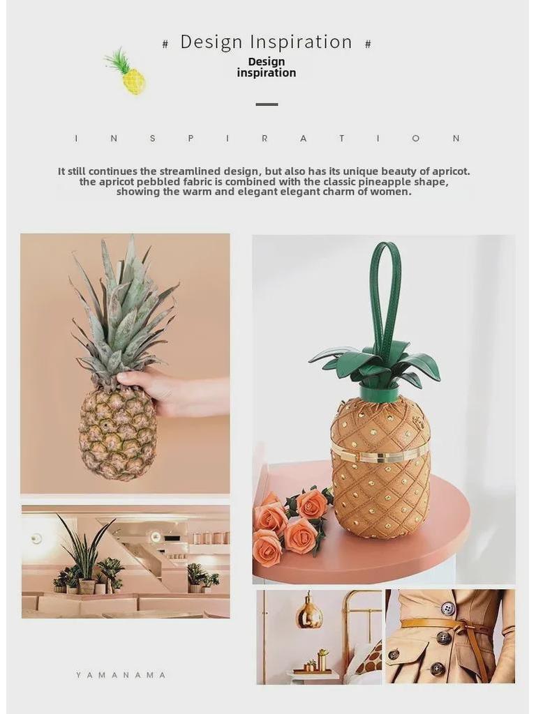 2025 Damska Modna Torba na Ramię w Kształcie Ananasa - Kreatywny i Swobodny Styl Kurierski na Łańcuszku