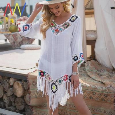 European-American Style Tassel Hollow Bikini Blouse - 2025 Holiday Beachwear